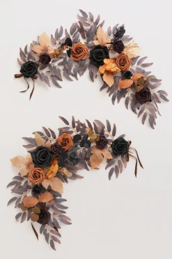 2ft Flower Garlands in Black & Pumpkin Orange