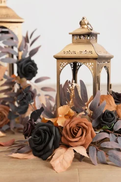 2ft Flower Garlands in Black & Pumpkin Orange