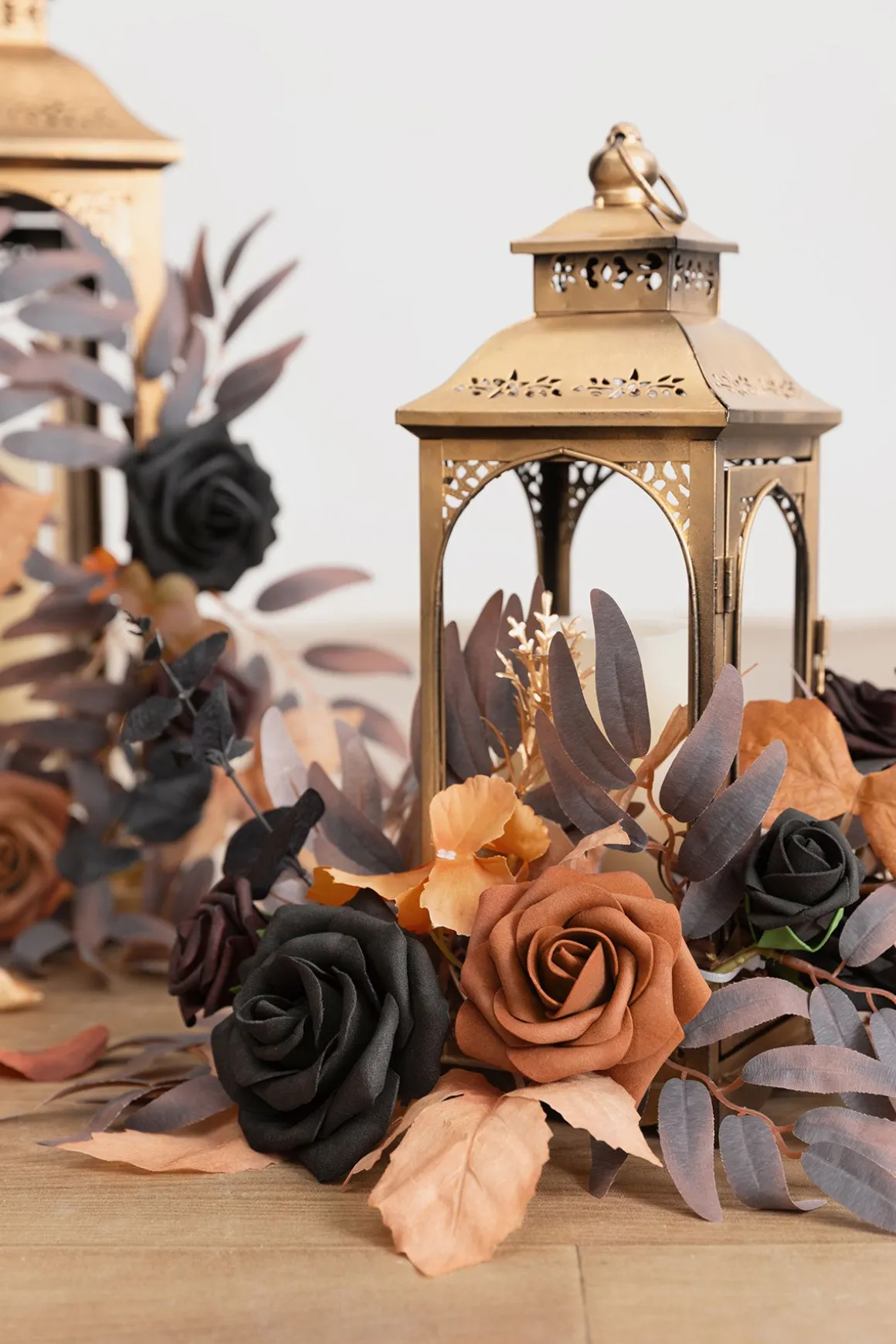 2ft Flower Garlands in Black & Pumpkin Orange