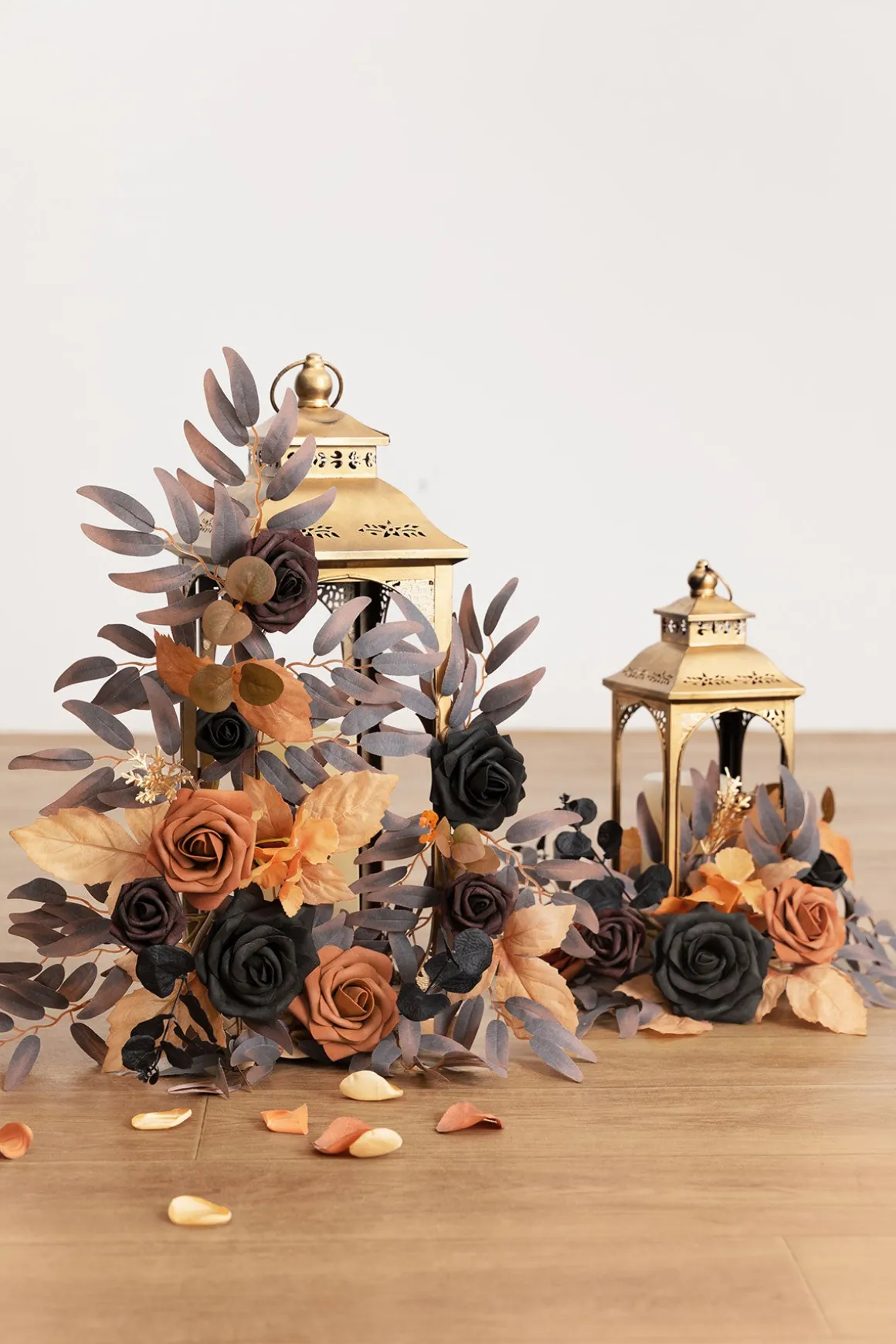 2ft Flower Garlands in Black & Pumpkin Orange