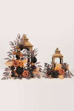 2ft Flower Garlands in Black & Pumpkin Orange (Set of 2) | Clearance
