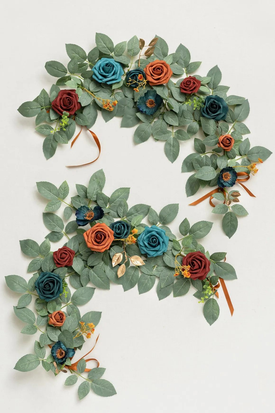 2ft Flower Garlands in Dark Teal & Burnt Orange