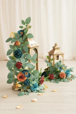 2ft Flower Garlands in Dark Teal & Burnt Orange