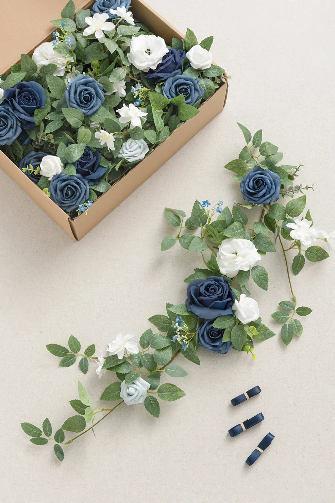 2ft Flower Garlands in Dusty Blue & Navy