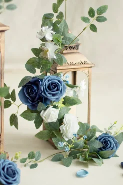 2ft Flower Garlands in Dusty Blue & Navy