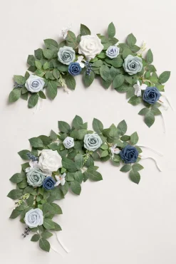 2ft Flower Garlands in Dusty Blue & White | Clearance
