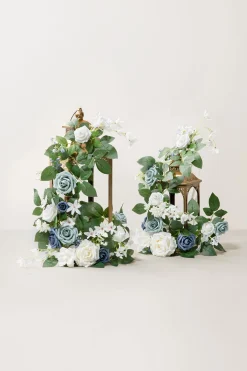 2ft Flower Garlands in Dusty Blue & Navy (Set of 6)