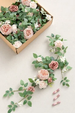 1.8ft Flower Garlands in Dusty Rose & Cream