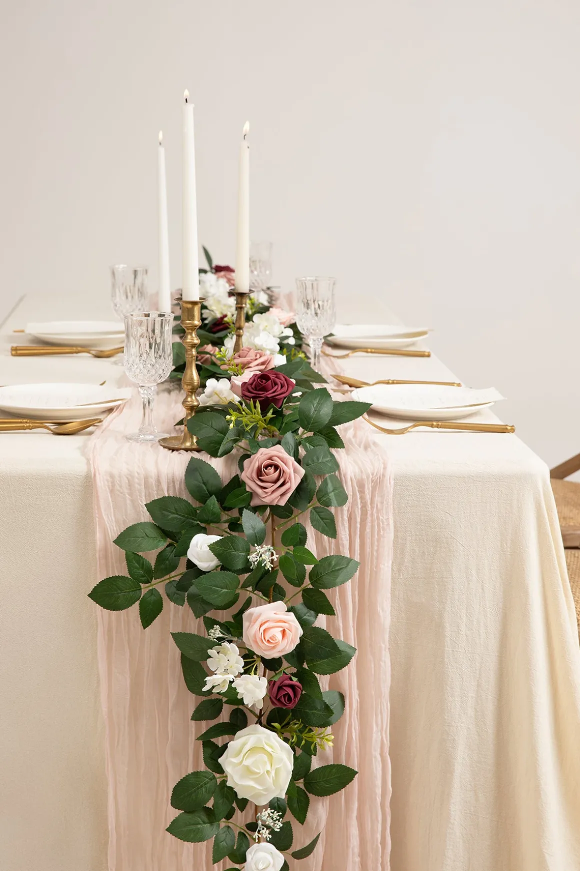 5ft Flower Garlands in Dusty Rose & Cream