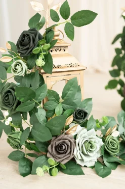 2ft Flower Garlands in Forest Green & Gold | Clearance