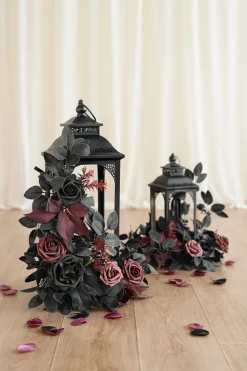 2ft Flower Garlands in Moody Burgundy & Black