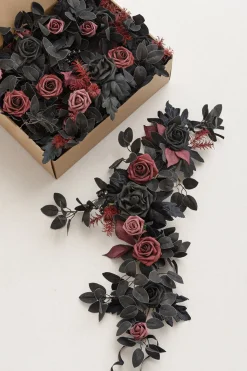 2ft Flower Garlands in Moody Burgundy & Black