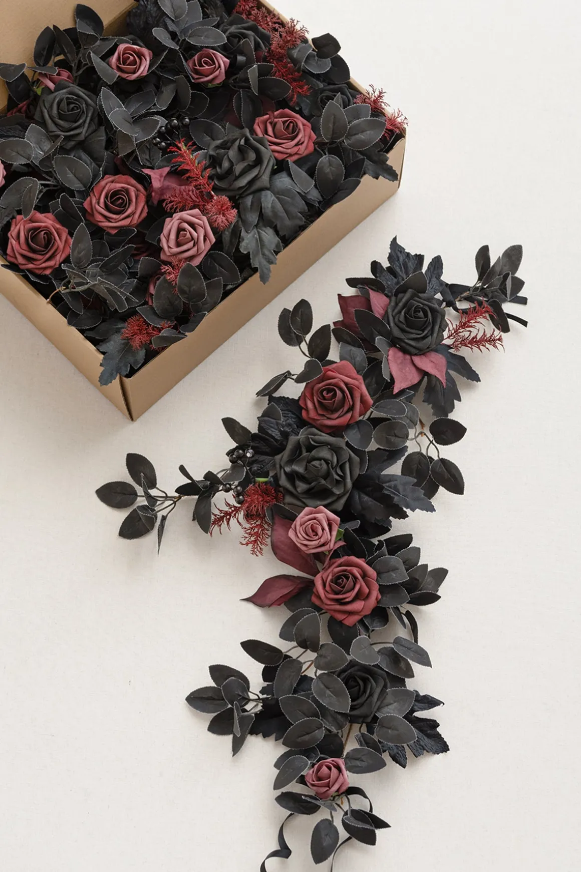 2ft Flower Garlands in Moody Burgundy & Black