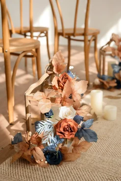 2ft Flower Garlands in Russet Orange & Denim Blue