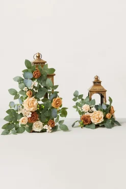 2ft Flower Garlands in Sunny Peach & Apricot (Set of 2) | Clearance