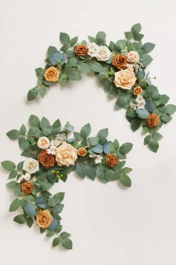 2ft Flower Garlands in Sunny Peach & Apricot (Set of 2) | Clearance