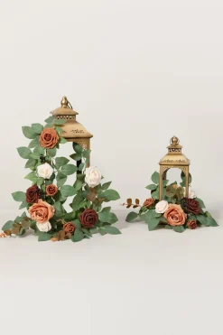 2ft Flower Garlands in Sunset Terracotta & Green | Clearance