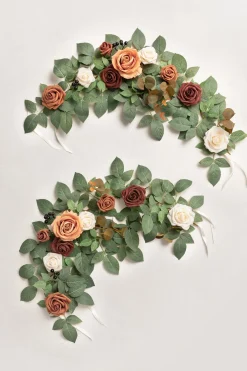 2ft Flower Garlands in Sunset Terracotta & Green | Clearance
