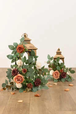 2ft Flower Garlands in Sunset Terracotta & Green | Clearance