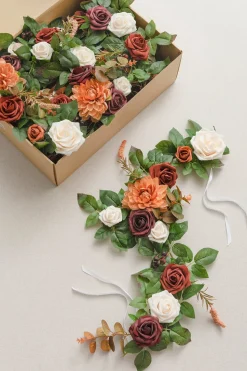 2ft Flower Garlands in Sunset Terracotta | Clearance
