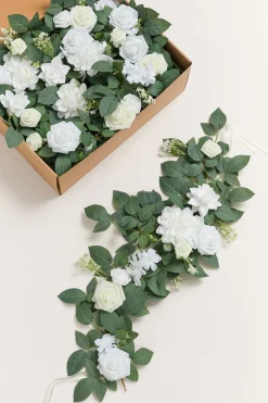 2ft Flower Garlands in White & Sage