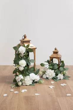 2ft Flower Garlands in White & Sage