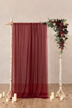6.5ft Flower Garland with Hanging Vines in Black Baccara & Burgundy | Clearance