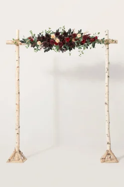 6.5ft Flower Garland with Hanging Vines in Black Baccara & Burgundy | Clearance