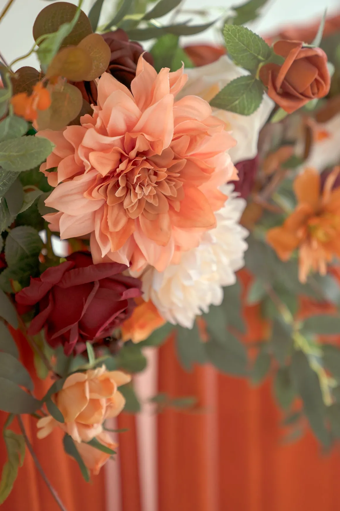 6.5ft Flower Garland with Hanging Vines in Sunset Terracotta