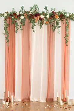 6.5ft Flower Garland with Hanging Vines in Sunset Terracotta