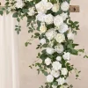 6.5ft Flower Garland with Hanging Vines in White & Sage