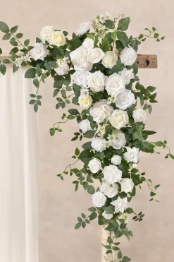6.5ft Flower Garland with Hanging Vines in White & Sage