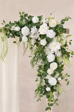 6.5ft Flower Garland with Hanging Vines in White & Sage