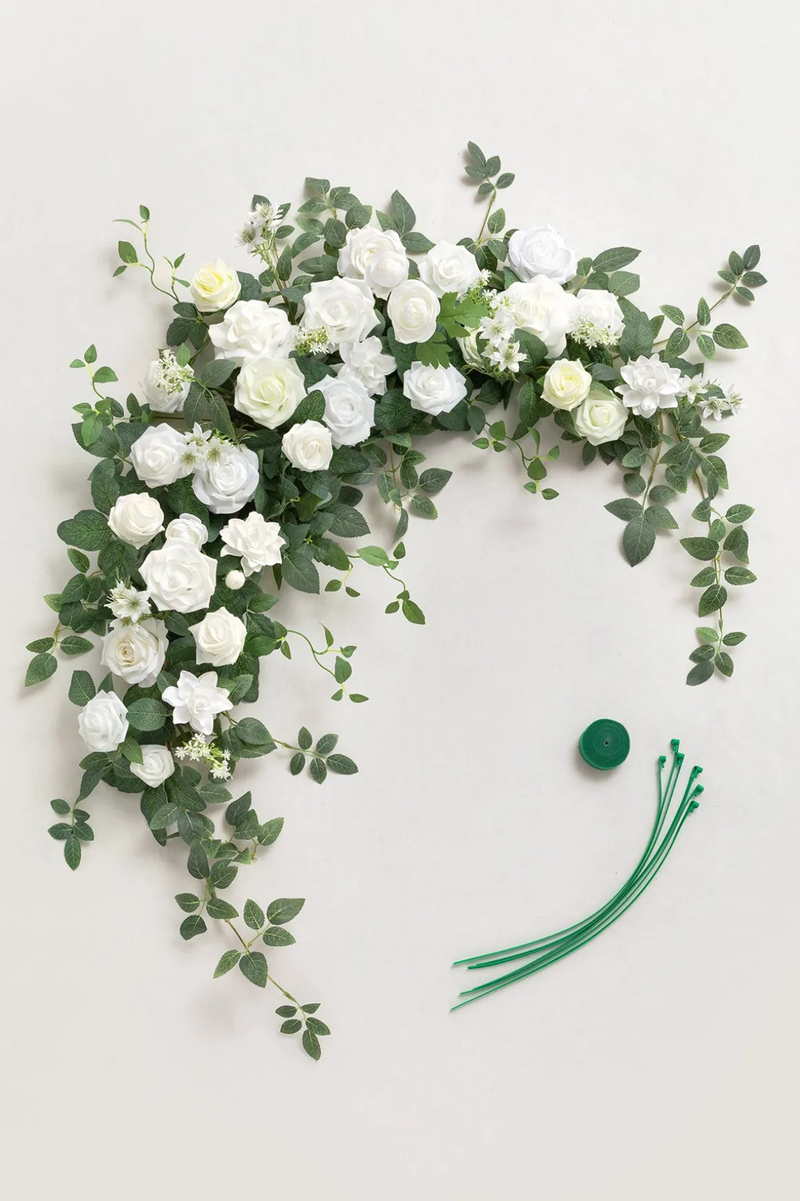 6.5ft Flower Garland with Hanging Vines in White & Sage