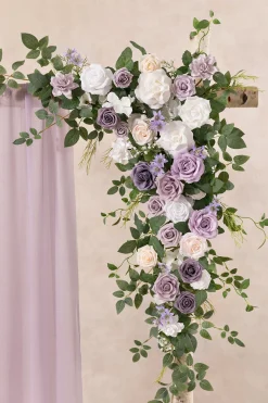 6.5ft Flower Garland with Hanging Vines in Lilac & White | Clearance