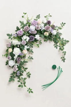 6.5ft Flower Garland with Hanging Vines in Lilac & White | Clearance