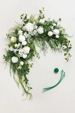 6.5ft Flower Garland with Hanging Vines in White Sage & Lime Green | Clearance