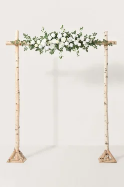 6.5ft Flower Garland with Hanging Vines in White & Sage