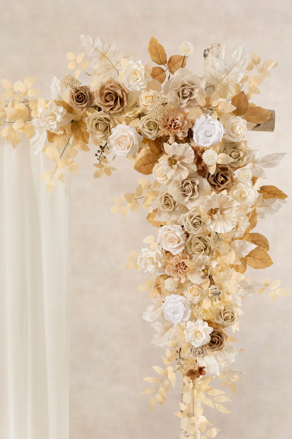 6.5ft Flower Garland with Hanging Vines in White & Beige | Clearance