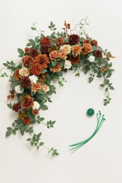 6.5ft Flower Garland with Hanging Vines in Caramel & Burnt Orange | Clearance