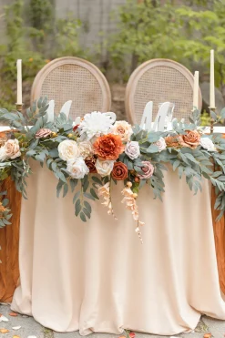 9ft Head Table Flower Garland in Sunset Terracotta