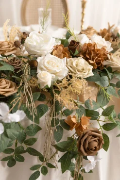 9ft Head Table Flower Garland in Earth Brown & Beige