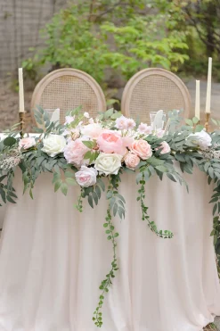 9ft Head Table Flower Garland in Blush & Cream