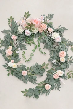 9ft Head Table Flower Garland in Blush & Cream