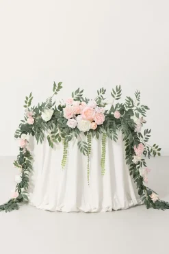 9ft Head Table Flower Garland in Blush & Cream