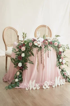 9ft Head Table Flower Garland in Dusty Rose & Mauve | Clearance