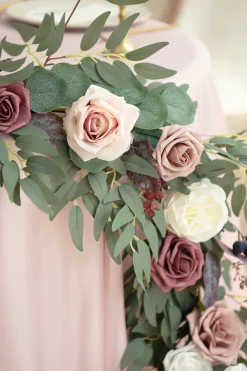 9ft Head Table Flower Garland in Dusty Rose & Mauve | Clearance