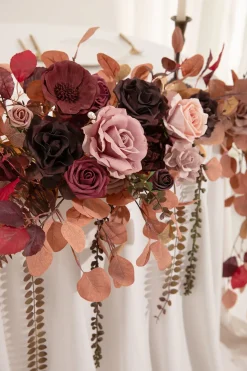 9ft Head Table Flower Garland in Burgundy & Dusty Rose | Clearance