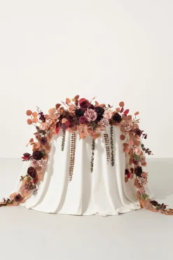 9ft Head Table Flower Garland in Burgundy & Dusty Rose | Clearance