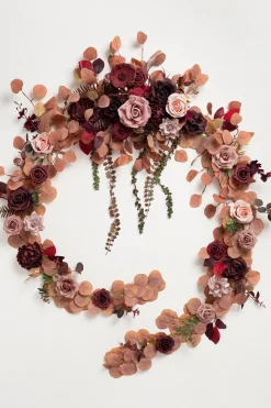 9ft Head Table Flower Garland in Burgundy & Dusty Rose | Clearance